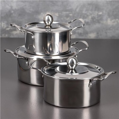 УЦЕНКА Набор кастрюль «Классик» 3 шт.: 1 л (d=16 см), 1.5 л (d=18 см), 2 л (d=20 см)