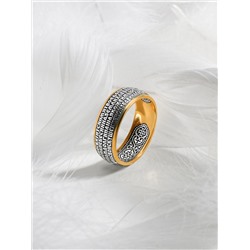 Кольцо из золочёного серебра с чернением - молитва "Отче наш" 925 пробы КЖЗ-030