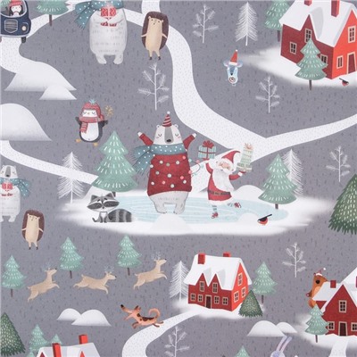 Упаковочная бумага на новый год крафтовая «Зимние забавы», 70×100 см