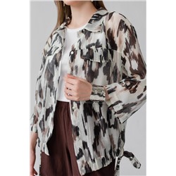 Блузка  4411/02/Молочный, черный