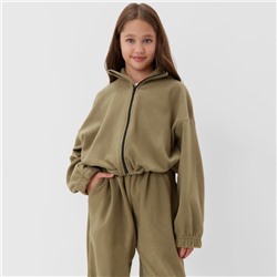 Толстовка флисовая для девочки MINAKU: Fleece Soft, светло-зелёная, рост 170 см