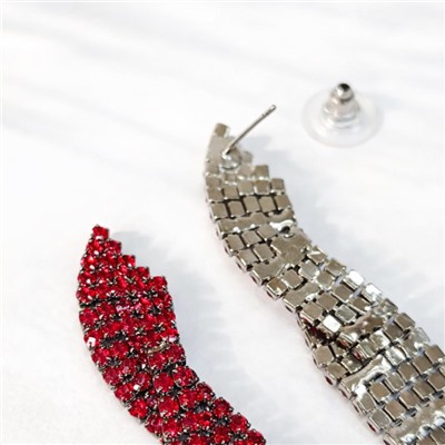 Серьги длинные висячие со стразами "Вечерние", цвет: красный, арт.012.017