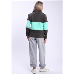 654 Толстовка флис Колор-блок (Серый_ментол)