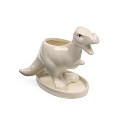 Декоративный горшок для цветов «Тирекс», керамический, 110 мл, 14×6.5×11 см, с поддоном, белый