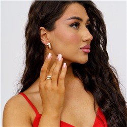 Комплект ювелирной бижутерии Дубайское золото серьги и кольцо, покрытие позолота, вставка: фианиты, р-р 18,5, 094, арт.214.482-18,5