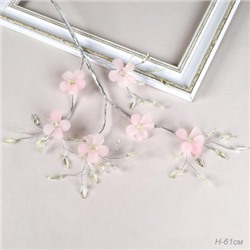 Ветка декоративная стеклярус 61 см Розовые цветы / SA24217 /уп 360/