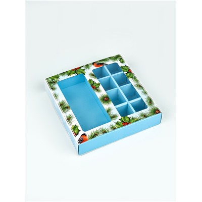 Коробка под 8 конфет и шоколад, с окном «Чудеса случаются», 17.7×17.8×3.8 см