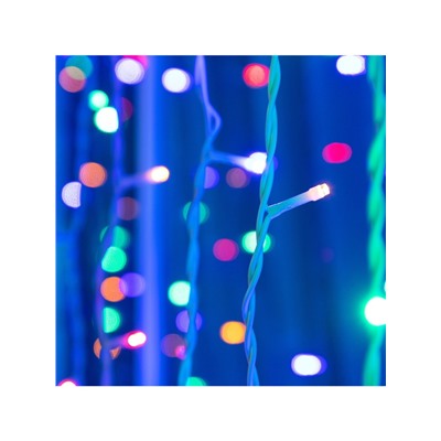 Гирлянда «Занавес» 2×9 м, IP44, УМС, белая нить, 1800 LED, свечение мульти, 220 В