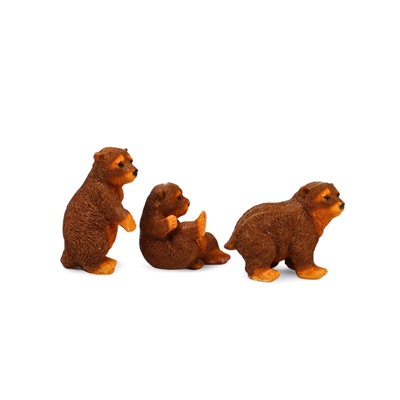 Садовая фигура из полистоуна «Мишки бурые», 42×18×24 см, набор 3 шт.