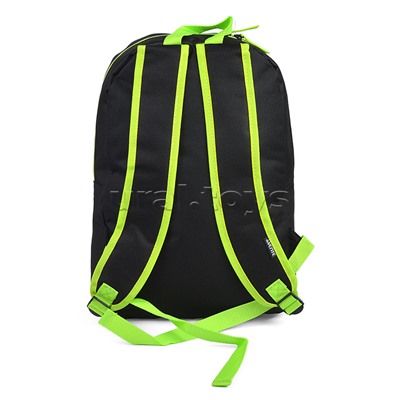Рюкзак "Black" подростковый 40x29x17 см (14 л) 250 г, 1 отделение на молнии, 1 передний карман, черный с салатовым