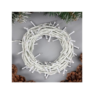 Гирлянда «Нить» 10 м, IP20, белая нить, 100 LED, 8 режимов, 220 В, свечение мульти