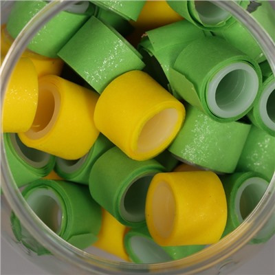 Клейкая лента пластик в банке «Зелёный и жёлтый», набор 40 шт., 1.2 см, дл. 0.9 м, 7×7×9 см