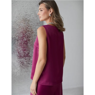 Элегантный топ с V вырезом из струящегося сатина