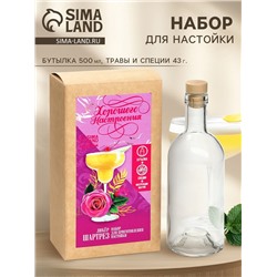 Подарочный набор для приготовления настойки «Ликёр Шартез»: набор трав и специй, бутылка