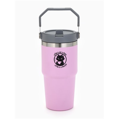 Термостакан с ручкой Coffee, 600 мл, розовый