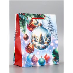 Пакет подарочный новогодний ламинированный, «Ёлка в шаре», 18×10×22.3 см