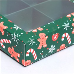 Коробка под 4 конфеты новогодняя «Имбирный пряник», 12.5×12.5×3.5 см