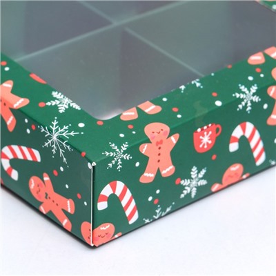 Коробка под 4 конфеты новогодняя «Имбирный пряник», 12.5×12.5×3.5 см
