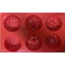 Силиконовая форма для кексов Цветочки (6 ячеек)