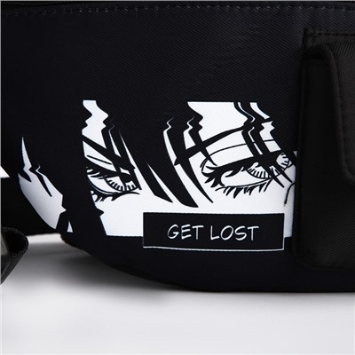 Сумка поясная текстильная с карманом Get lost 30×14×6 см