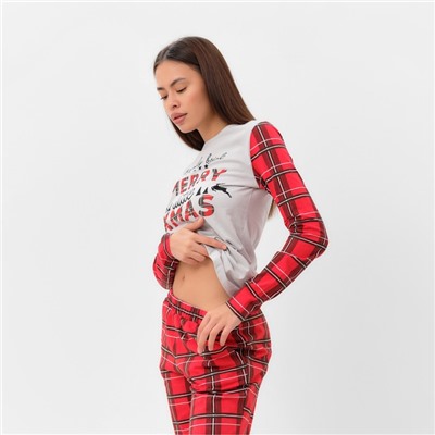 Пижама новогодняя женская (лонгслив, брюки) KAFTAN X-mas, размер 52-54 49