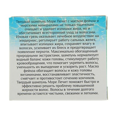 Твёрдый шампунь «Морская соль и фейхоа», для жирных волос, «Море лечит», бессульфатный 30 г