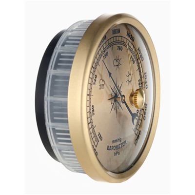 Барометр механический, настенный, d=7 см, золотая рамка