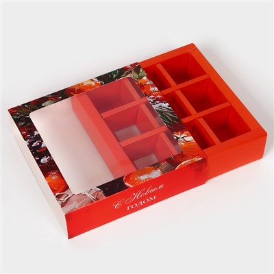 Коробка под 9 конфет «С Новым годом», 13.5×13.5×3.5