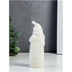 Фигурка светящаяся RISALUX «Снеговик в колпаке», LED-ночник, 3×AG10, белый, 4.8×4.8×15 см