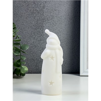 Фигурка светящаяся RISALUX «Снеговик в колпаке», LED-ночник, 3×AG10, белый, 4.8×4.8×15 см