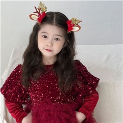 Новогодние заколки "Ушки Оленя с рожками", Набор 2 штуки. С БАНТИКОМ