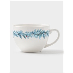 Чайная пара новогодняя «Зимний вечер», 2 предмета: чашка 210 мл, блюдце d=15.5 см, фарфор, белая