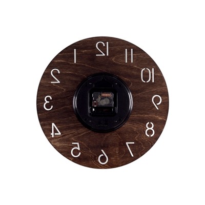 Часы настенные, интерьерные, бесшумные, d=35 см, дерево, коричневые