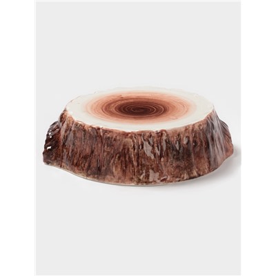 Блюдо для подачи Magistro Wood, 20.5×18.7×5.5 см, фарфор, коричневое