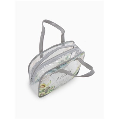 Косметичка - сумка на молнии для бассейна, с ручками, с принтом, серая