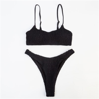 Купальник раздельный фактурный женский MINAKU, размер 48, чёрный