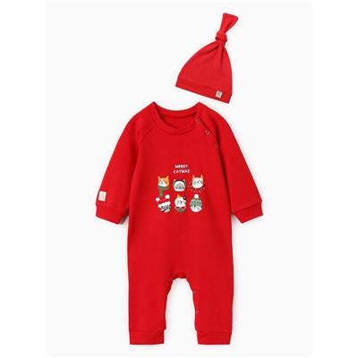 Набор (комбинезон и шапочка) «Крошка Я. Зимние котики», рост 62-68 см