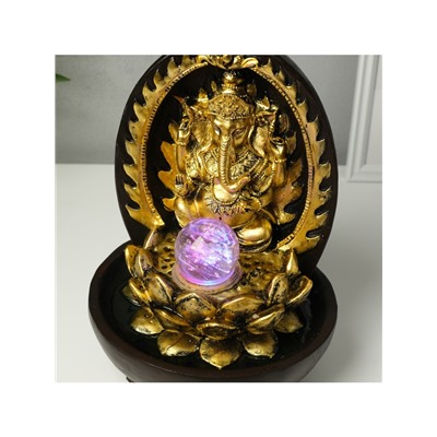 Фонтан настольный с подсветкой «Ганеша в арке у лотоса», от сети, 22×22×31 см