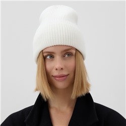 Шапка с отворотом женская MINAKU, размер 54-56, экрю