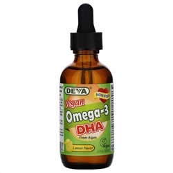 Deva, веганские кислоты Omega-3 ДГК, с лимонным вкусом, 60 мл (2 жидк. унции)