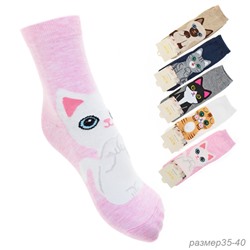 Носки р. 35-40 Кошка / L821 / уп 10/1200/ ОДНА ПАРА/ МАРКА