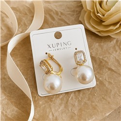 Серьги коллекция "Xuping" покрытие позолота, вставка: искусственный жемчуг и фианиты, арт.004.050