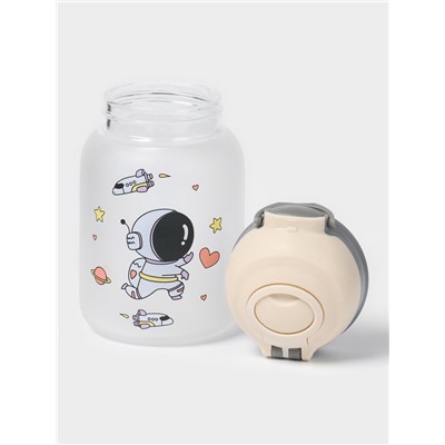 Бутылка для воды «Космонавты», 450 мл, 8.2×15 см, МИКС, матовое стекло