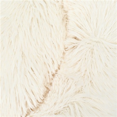 Лежанка для собак и кошек, длинный мех, 80×80×25 см, молочная