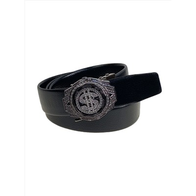 Ремень мужской с автоматической пряжкой из искусственной кожи, цвет черный