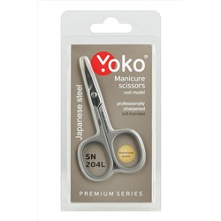YOKO Ножницы маникюрные для кутикулы изогнутые для левшей / Premium Series SN 204L, матовые, ручная заточка, 9 см KRISTALLER, 1111033