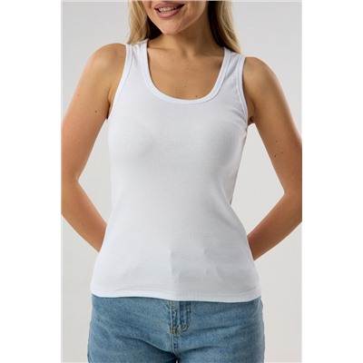 Майка базовая в рубчик белая