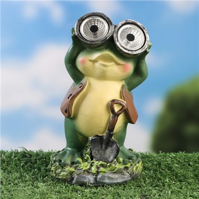 Садовый фонарь из полистоуна «Лягушонок с биноклем», 15×8×7 см