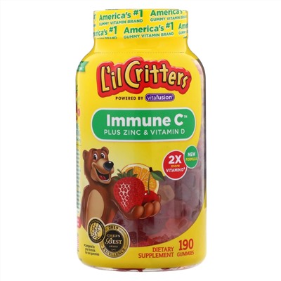 L'il Critters, Immune C с цинком и витамином D, 190 жевательных мармеладок