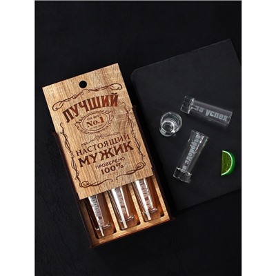 УЦЕНКА Стопки в деревянном ящике «Лучший мужик», набор 6 шт.